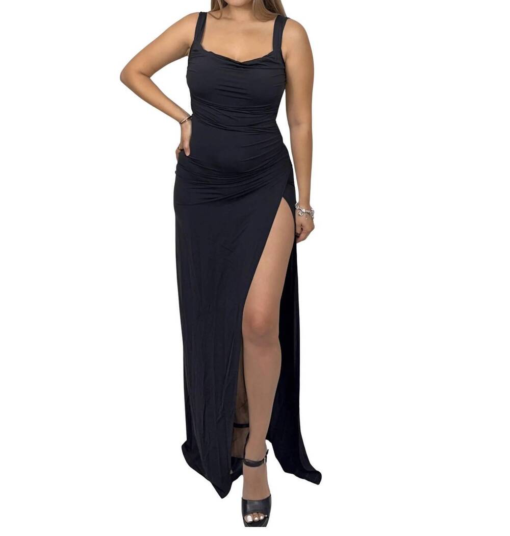 NEW LUCY IN THE SKY nara open back bow maxi dress in black